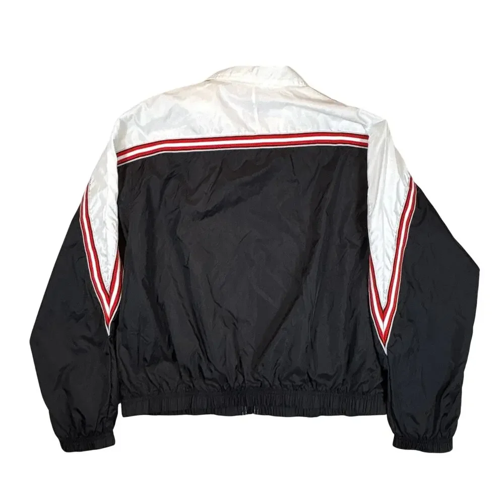 Vintage Nike Jacket LG (12-14) Black White Windbreaker Track Full Zip Swoosh 90s